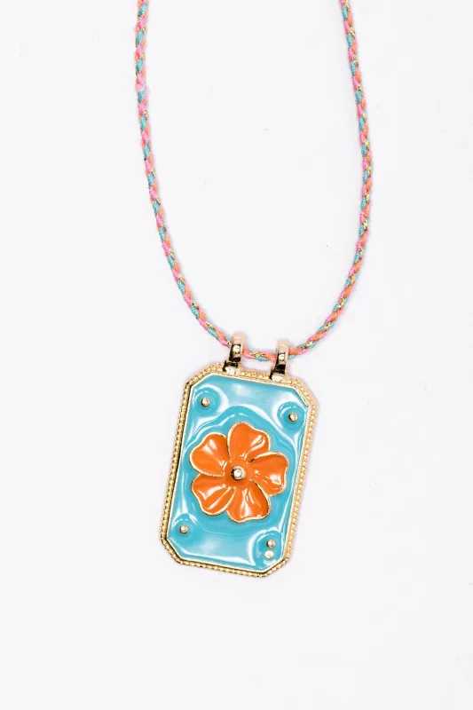 Orange Flower Tag Necklace FINAL SALE sold by Pink Lily