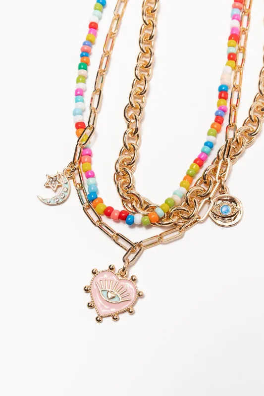 Third Eye Heart Beaded Necklace sold by Pink Lily
