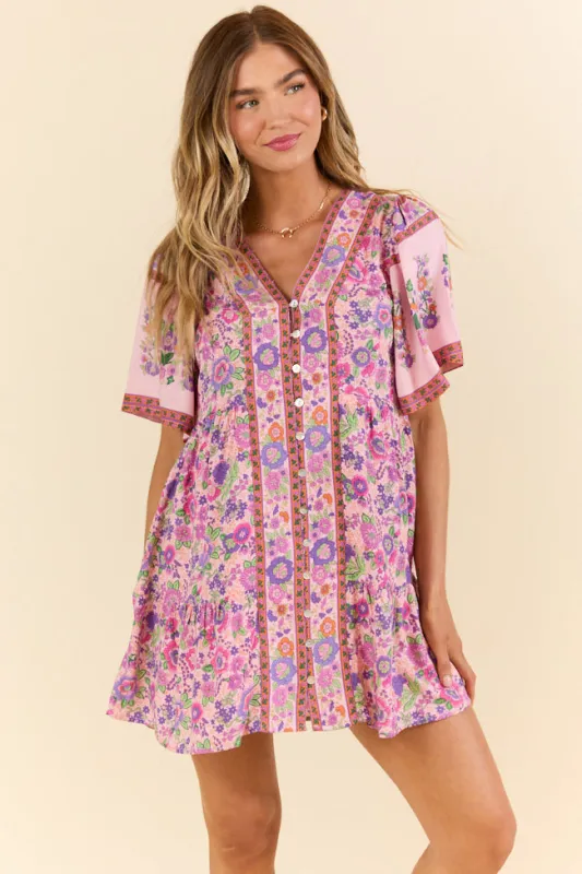 Never Told You Multi Floral Button Up Dress FINAL SALE sold by Pink Lily