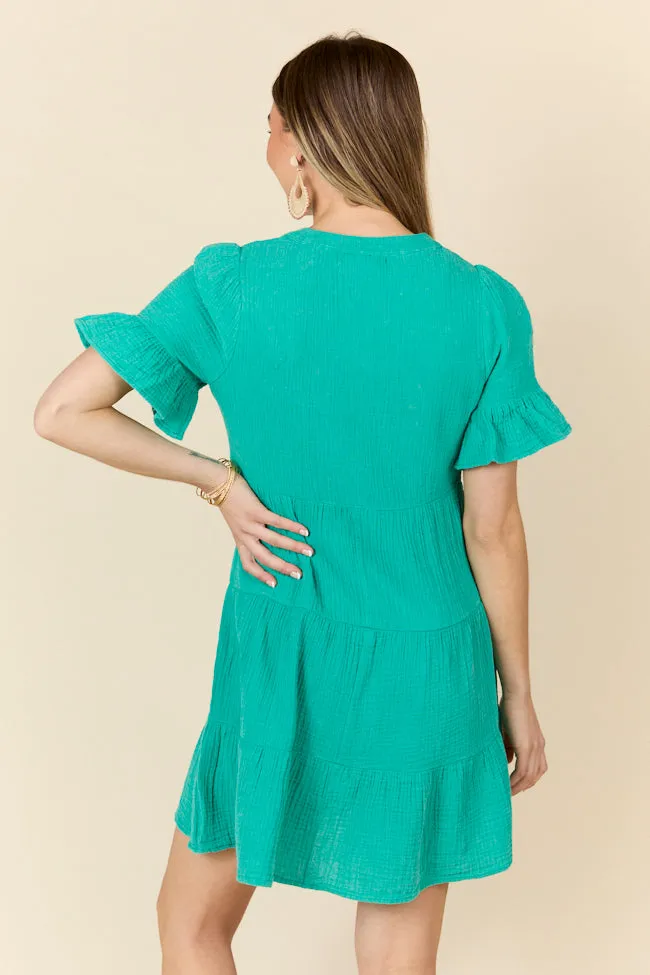 Weekend Wander Teal Gauze Mini Dress FINAL SALE sold by Pink Lily product image thumbnail 5