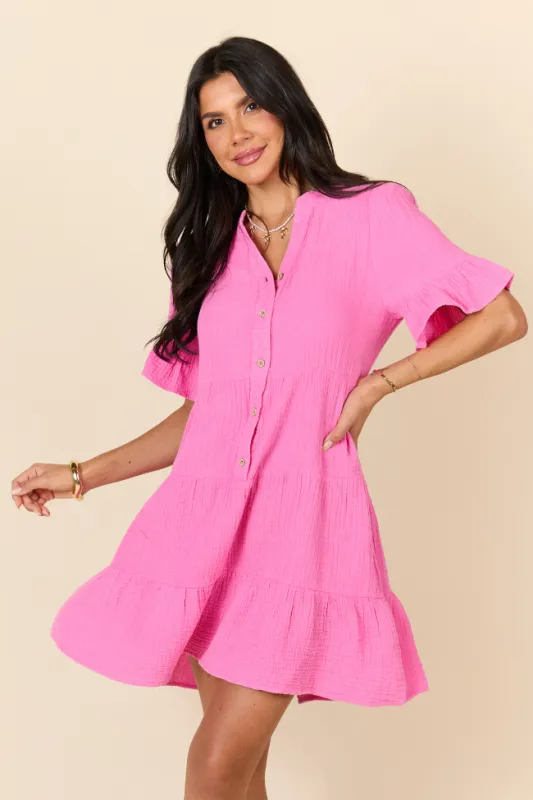 Weekend Wander Pink Gauze Mini Dress FINAL SALE sold by Pink Lily