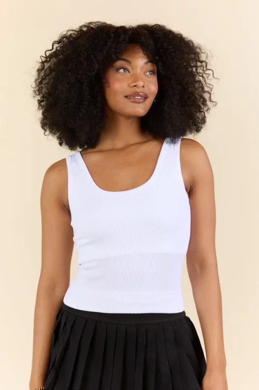 Looking Back White Padded Seamless Tank made by Pink Lily