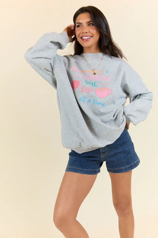 Surviving Motherhood Light Grey Graphic Sweatshirt sold by Pink Lily product image thumbnail 3