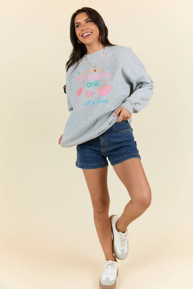 Surviving Motherhood Light Grey Graphic Sweatshirt sold by Pink Lily product image thumbnail 4