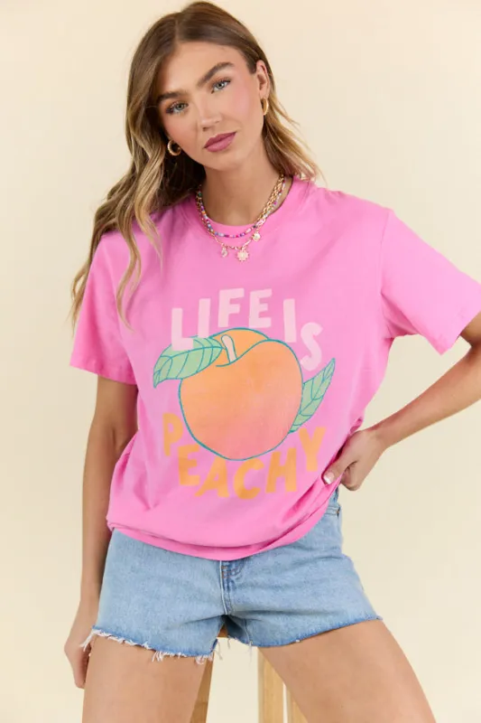 Life Is Peachy Hot Pink Graphic Tee sold by Pink Lily