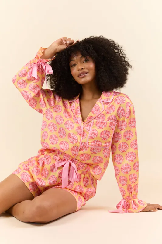 Seashell Serenity Satin Pajama Top sold by Pink Lily