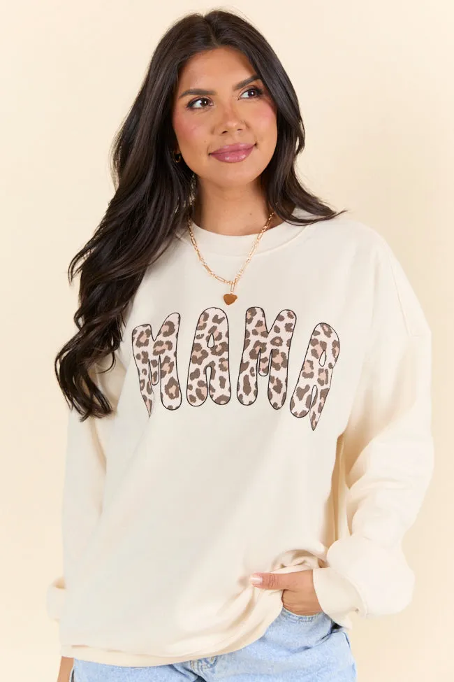 Mama Leopard Cream Graphic Sweatshirt sold by Pink Lily