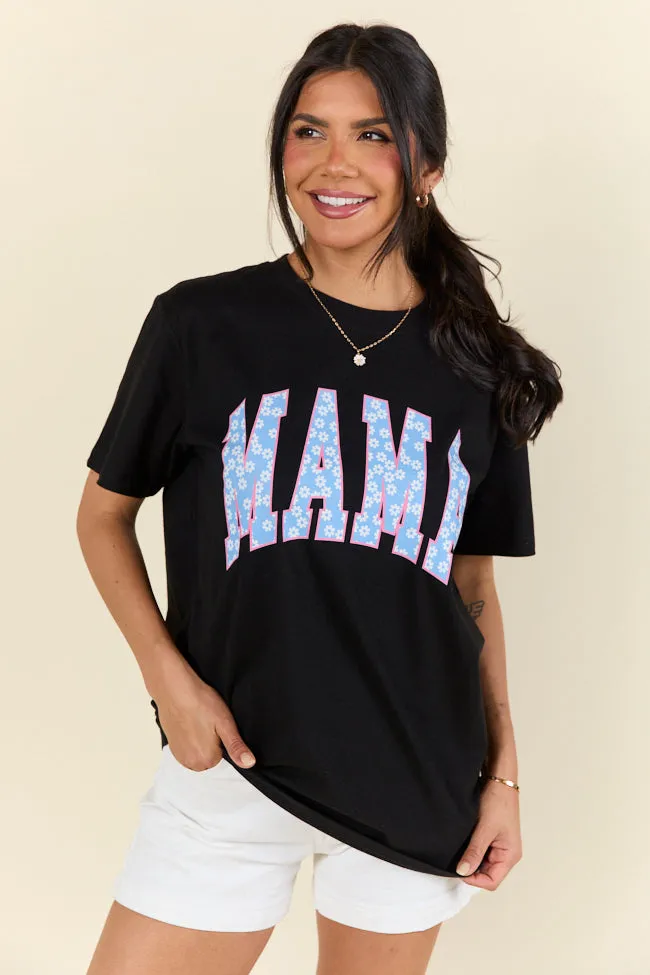 Mama Blue Daisy Print Black Graphic Tee sold by Pink Lily product image thumbnail 4