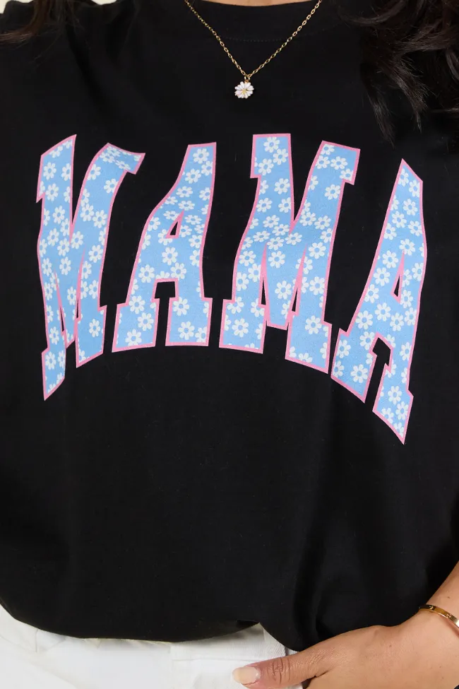 Mama Blue Daisy Print Black Graphic Tee sold by Pink Lily product image thumbnail 2