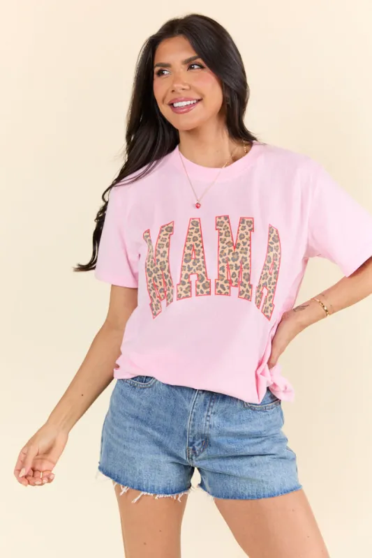 Mama Leopard Print Light Pink Graphic Tee sold by Pink Lily