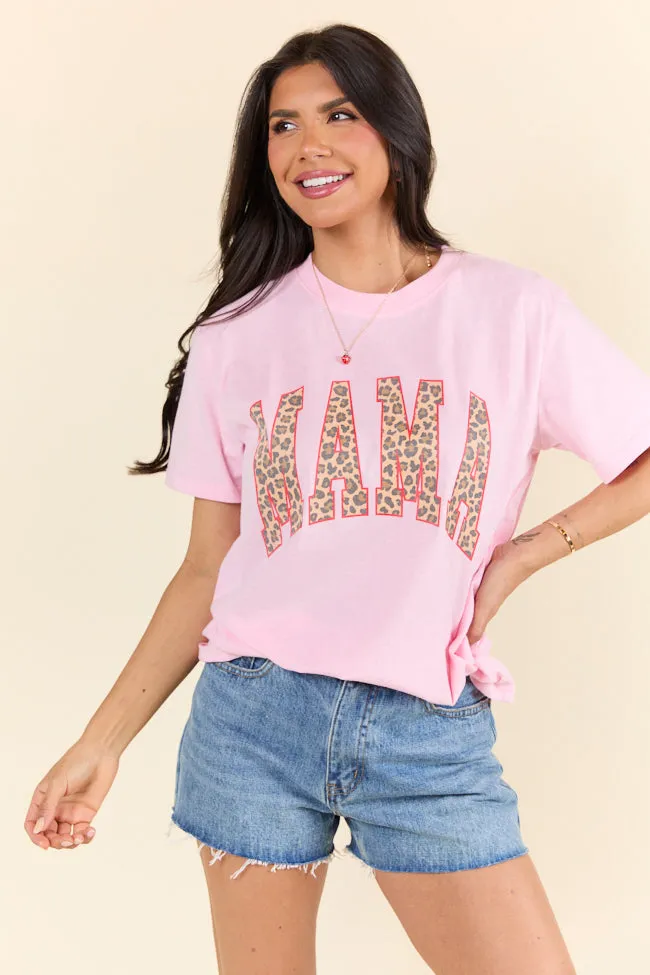 Mama Leopard Print Light Pink Graphic Tee sold by Pink Lily