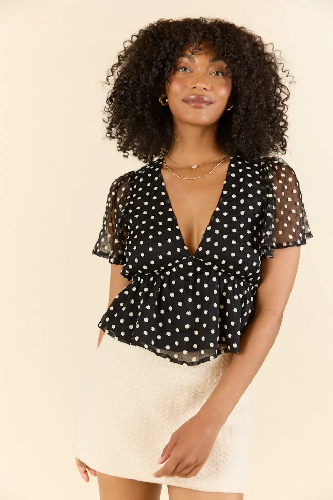 Dotted Blossoms Black Floral Embroidered Blouse FINAL SALE sold by Pink Lily