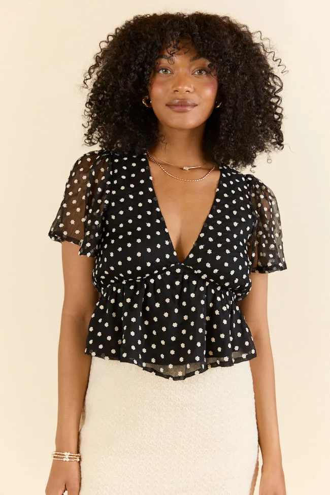 Dotted Blossoms Black Floral Embroidered Blouse FINAL SALE sold by Pink Lily product image thumbnail 3