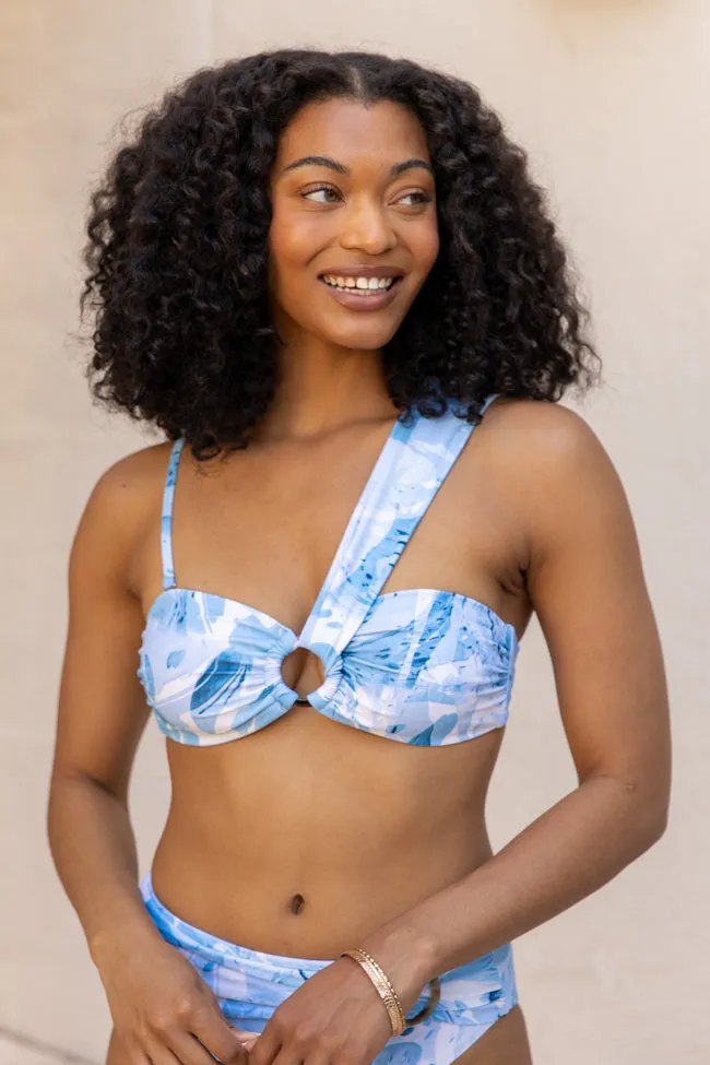 On The Water Blue Printed Asymmetrical Bandeau Bikini Top FINAL SALE sold by Pink Lily product image thumbnail 3