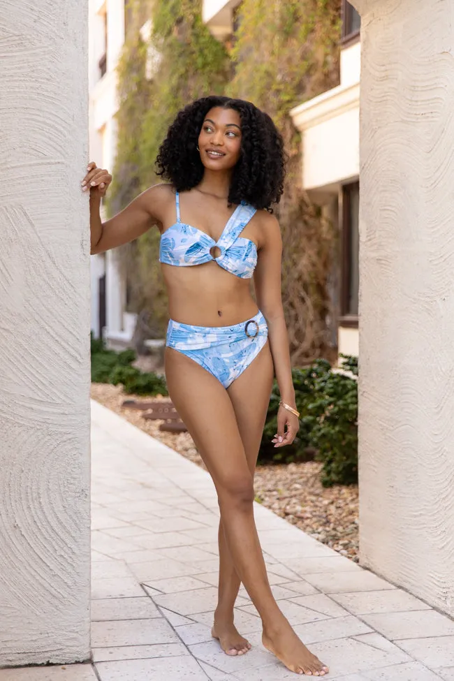 On The Water Blue Printed Asymmetrical Bandeau Bikini Top FINAL SALE sold by Pink Lily product image thumbnail 2