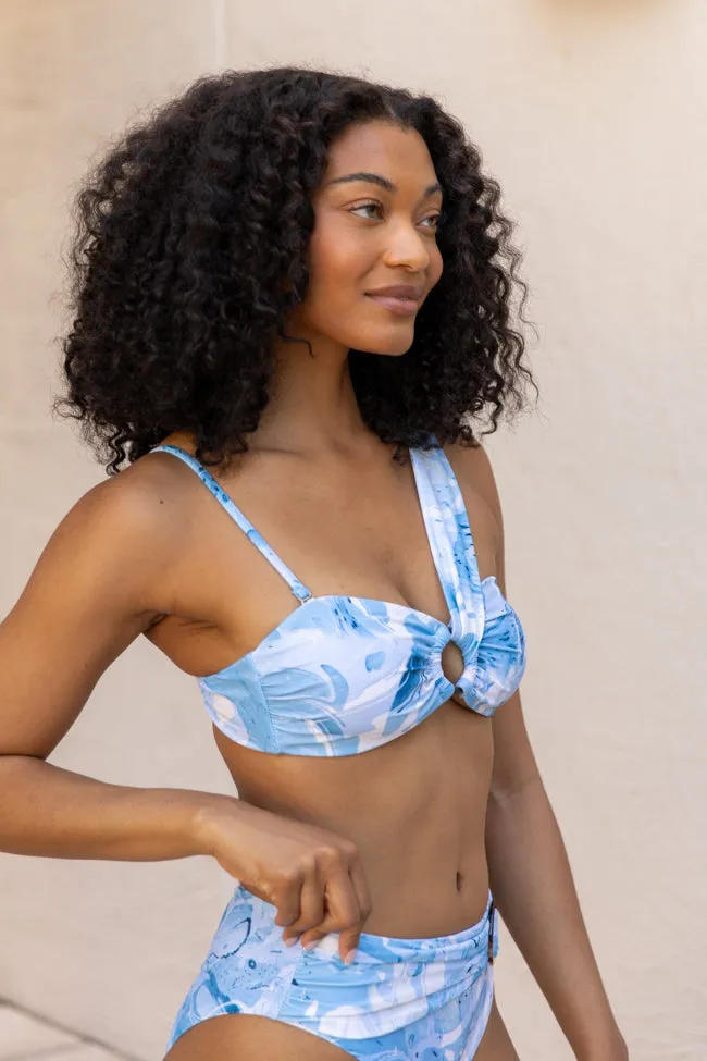 On The Water Blue Printed Asymmetrical Bandeau Bikini Top FINAL SALE sold by Pink Lily product image thumbnail 5