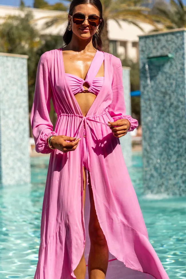 Shine On Pink Long Sleeve Swim Cover-up FINAL SALE sold by Pink Lily product image thumbnail 4