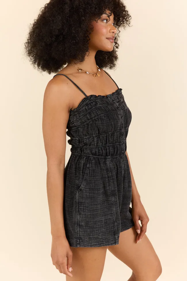 Make The Time Black Gauze Smocked Romper FINAL SALE sold by Pink Lily product image thumbnail 3