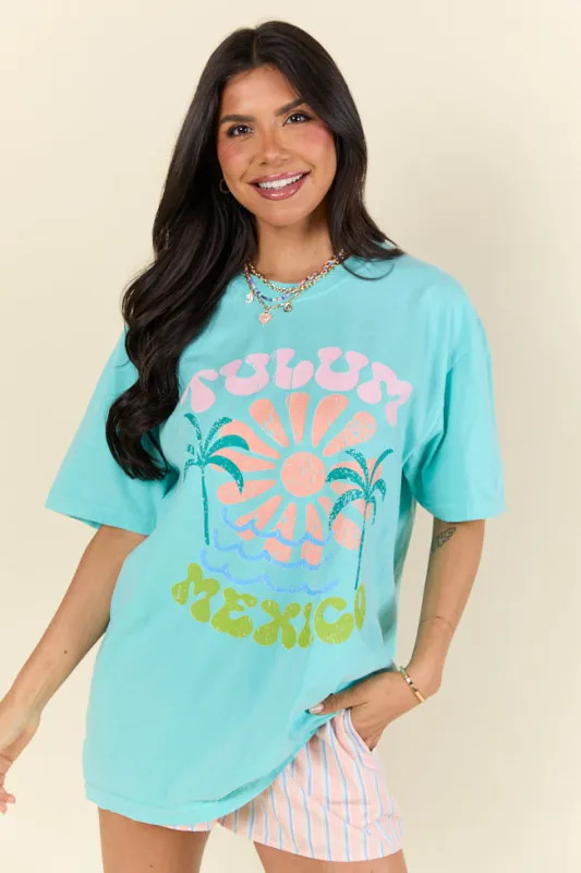 Tulum Mexico Mint Graphic Tee sold by Pink Lily