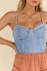 Express Yourself Light Wash Denim Corset Bodysuit sold by Pink Lily