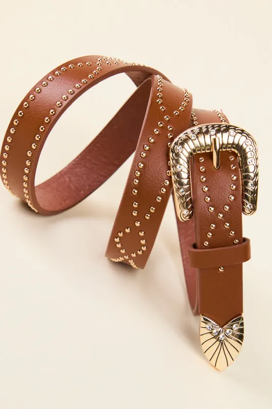 Brown Studded Western Belt FINAL SALE sold by Pink Lily