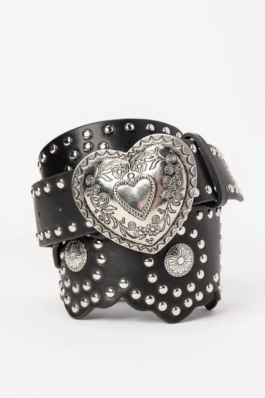 Heart Black Waist Belt sold by Pink Lily