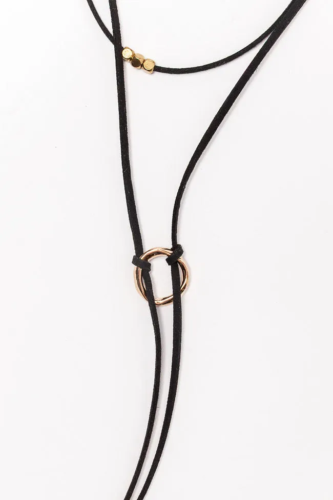 Suede Black Lariat Necklace sold by Pink Lily product image thumbnail 3
