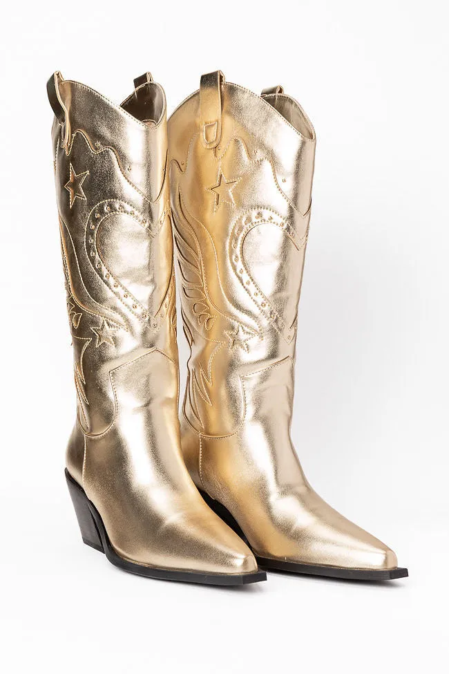 Everlyn Gold Metallic Western Boots FINAL SALE sold by Pink Lily product image thumbnail 3