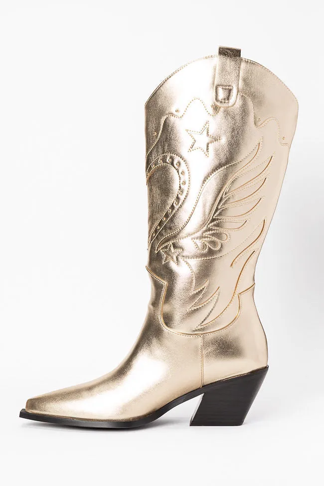 Everlyn Gold Metallic Western Boots FINAL SALE sold by Pink Lily product image thumbnail 4