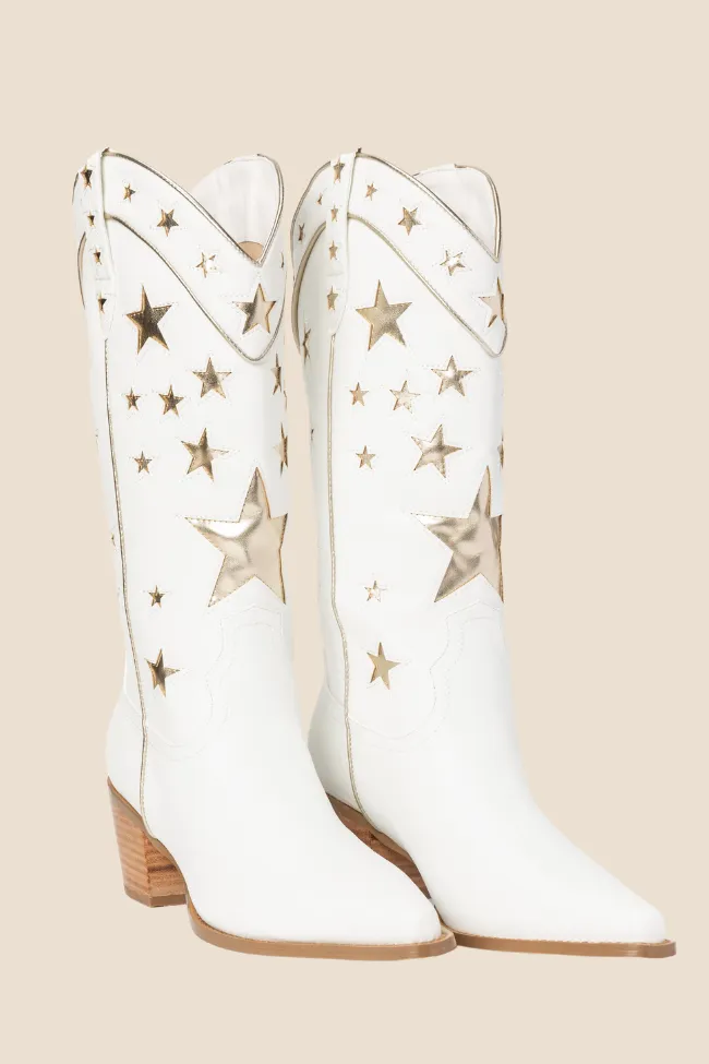 Dollie White and Gold Metallic Star Boots FINAL SALE sold by Pink Lily product image thumbnail 3