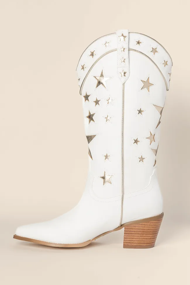 Dollie White and Gold Metallic Star Boots FINAL SALE sold by Pink Lily product image thumbnail 4