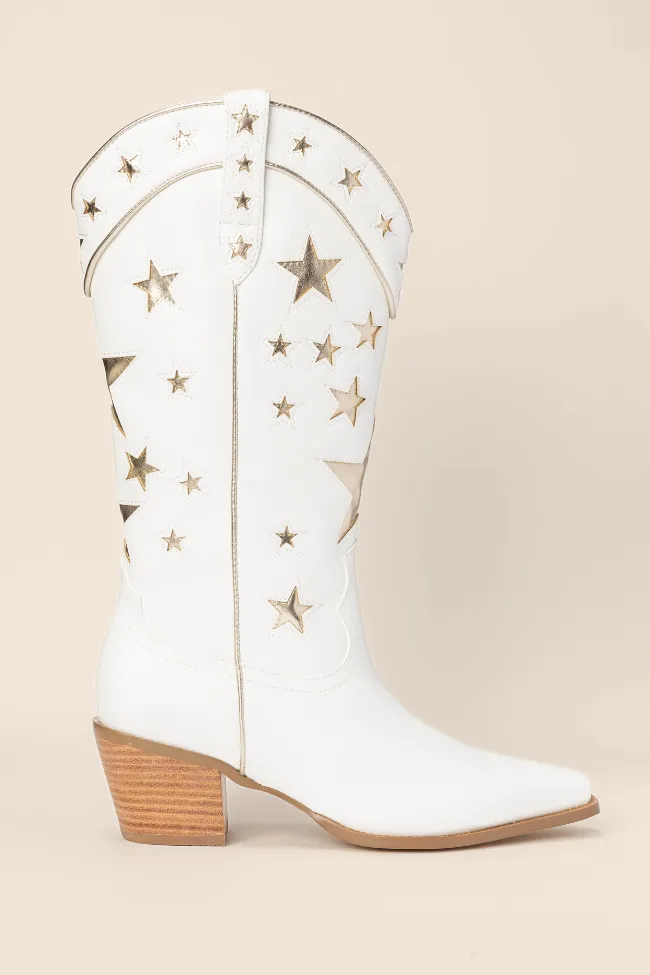 Dollie White and Gold Metallic Star Boots FINAL SALE sold by Pink Lily