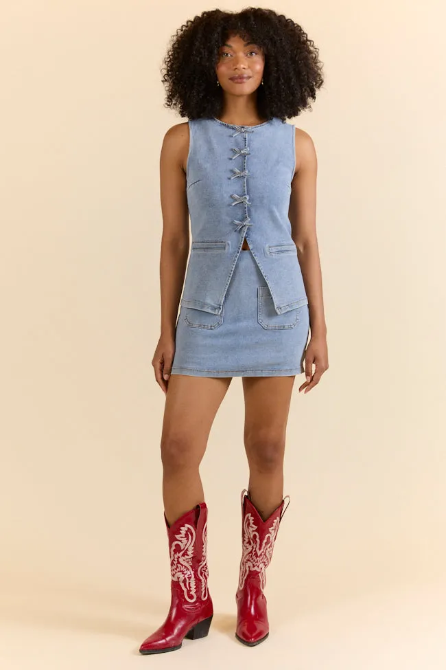 Western Ties Bow Denim Skort SALE sold by Pink Lily product image thumbnail 3