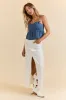 Soundwaves White Denim Midi Skirt SALE sold by Pink Lily