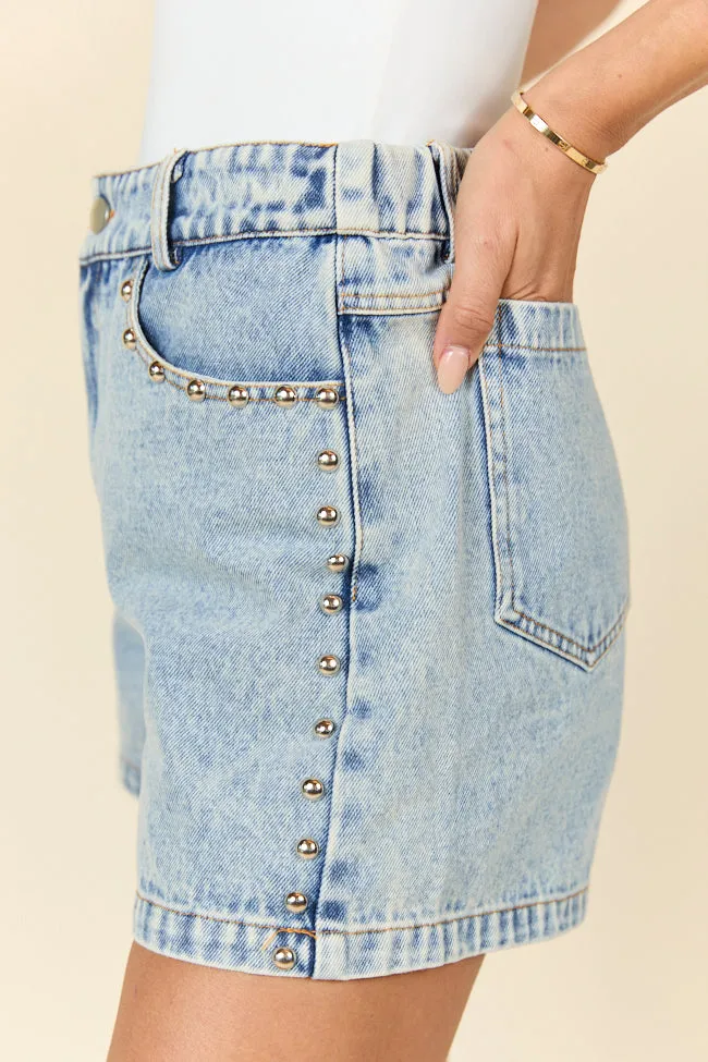 Studded Sound Blue Denim Shorts SALE sold by Pink Lily product image thumbnail 4
