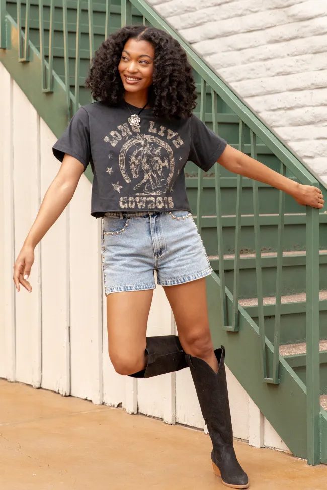 Studded Sound Blue Denim Shorts SALE sold by Pink Lily product image thumbnail 2