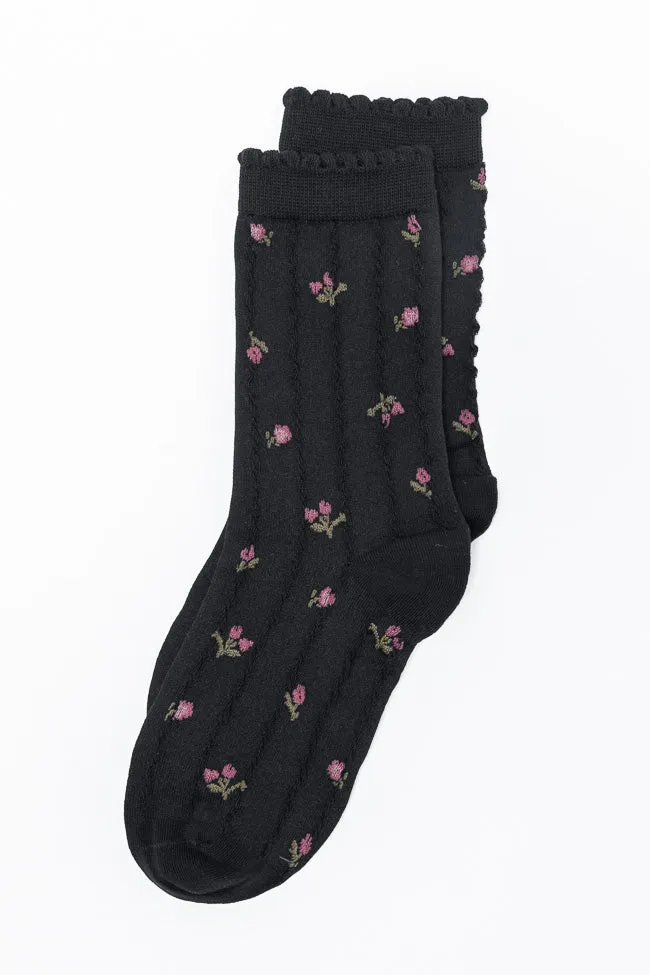 Black Florette Socks FINAL SALE sold by Pink Lily