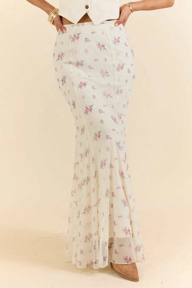 Floral Echo Ivory and Pink Knit Maxi Skirt FINAL SALE sold by Pink Lily product image thumbnail 2