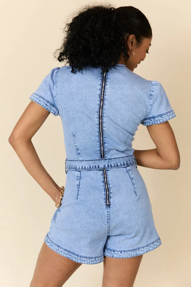 Whens Intermission Denim Short Sleeve Romper FINAL SALE sold by Pink Lily product image thumbnail 3