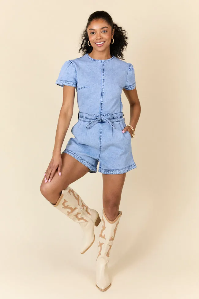 Whens Intermission Denim Short Sleeve Romper FINAL SALE sold by Pink Lily product image thumbnail 2