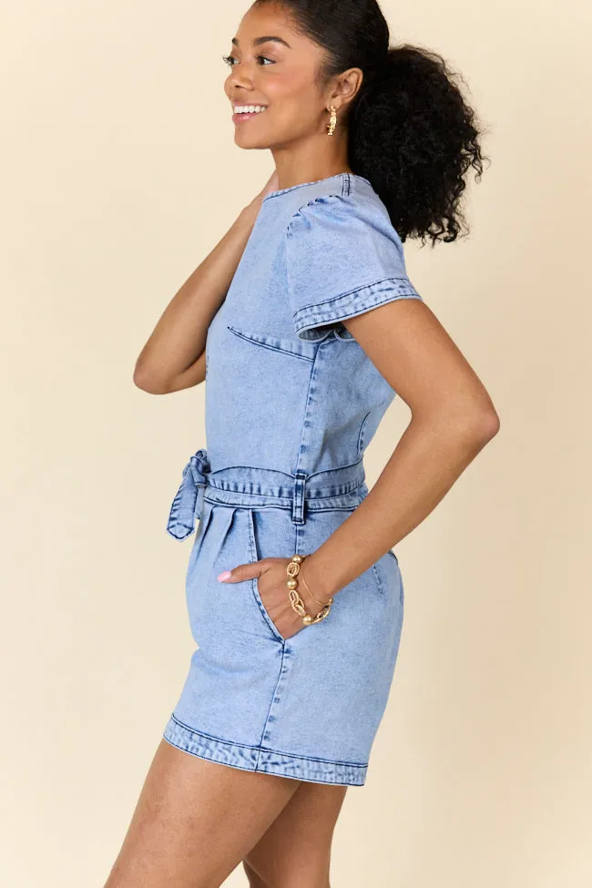 Whens Intermission Denim Short Sleeve Romper FINAL SALE sold by Pink Lily product image thumbnail 4