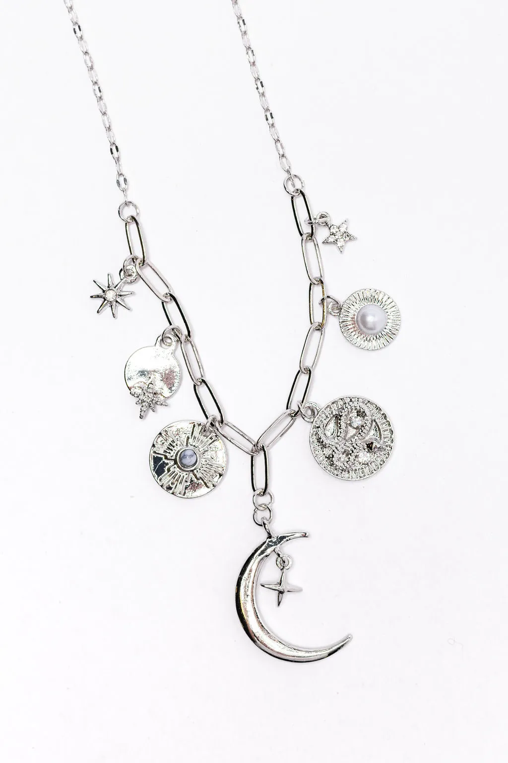Celestial Charm Silver Necklace FINAL SALE sold by Pink Lily