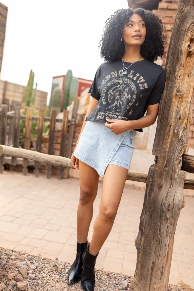 My Favorite Light Wash Rhinestone Studded Denim Skort sold by Pink Lily product image thumbnail 2