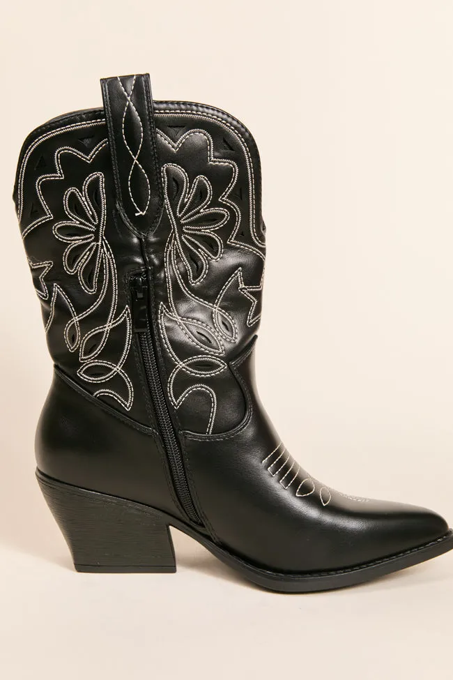 Elk Black Cowboy Booties FINAL SALE sold by Pink Lily