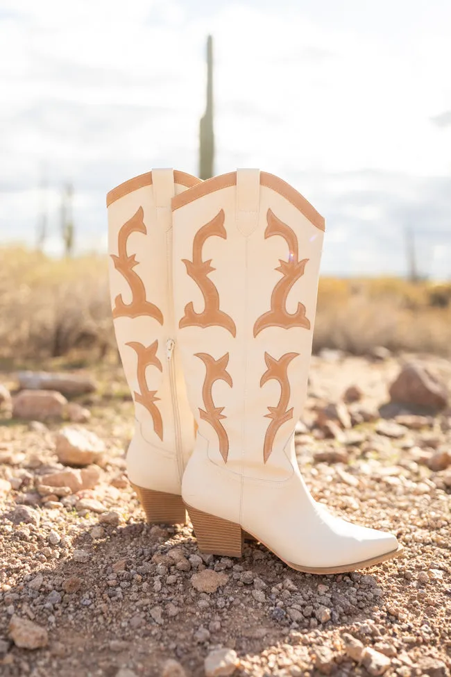Adriana Beige Cowboy Boots FINAL SALE sold by Pink Lily
