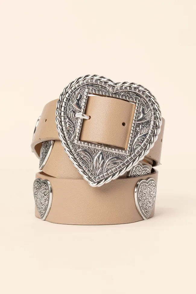 Tan Heart Buckle Belt sold by Pink Lily