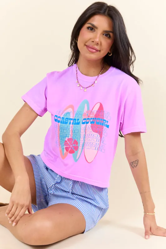 Coastal Cowgirl Neon Purple Boxy Graphic Tee sold by Pink Lily