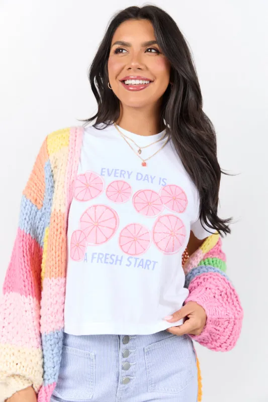 Every Day Is A Fresh Start White Boxy Graphic Tee SALE sold by Pink Lily