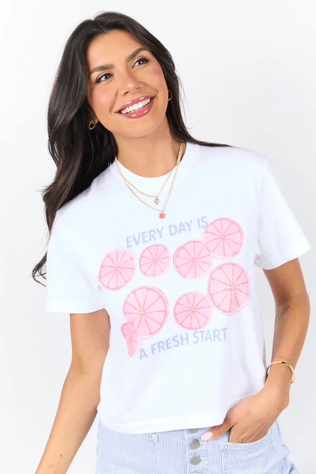 Every Day Is A Fresh Start White Boxy Graphic Tee SALE sold by Pink Lily product image thumbnail 2