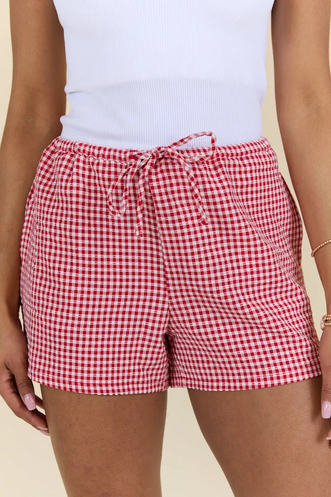 United In Love Red Gingham Pull On Shorts FINAL SALE sold by Pink Lily